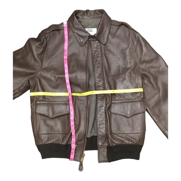 VTG Taylor's Leatherwear Brown Genuine Leather Wool Cuffling SZ 44R made in usa - Picture 4 of 4